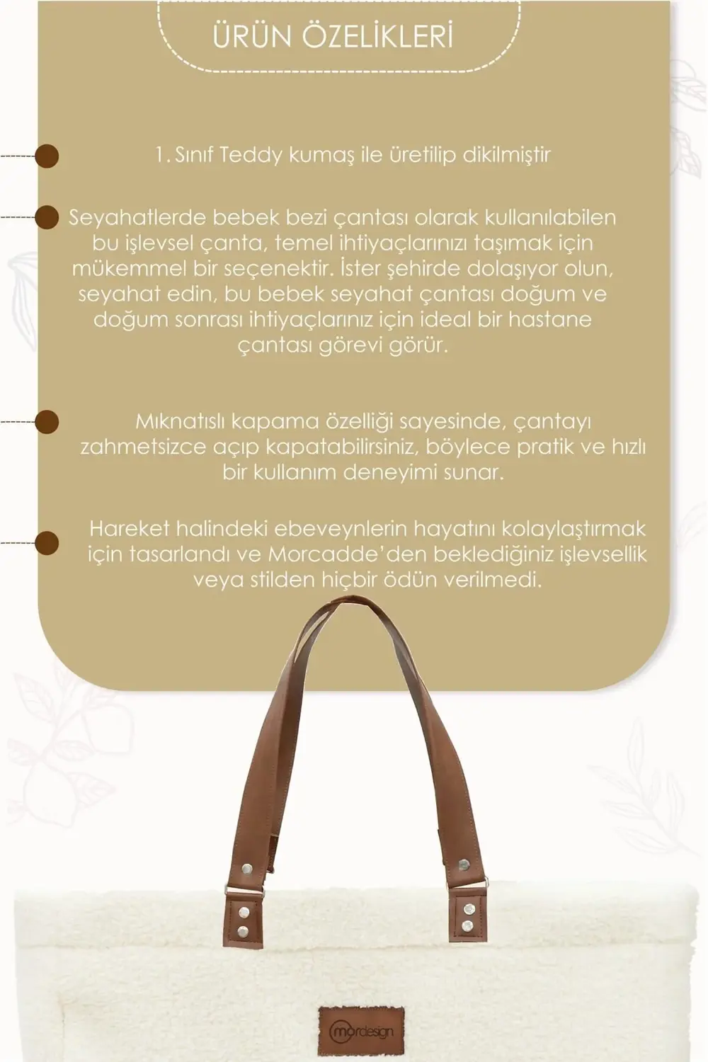 Mommy Bag, Anne Bebek Bakım Çantası, Cüzdan Hediyeli, XL Büyük Bo