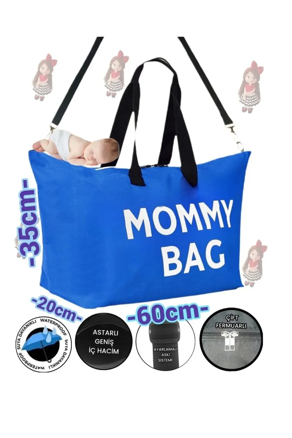 Mommy Bag Baskılı Omuz Askılı Bebek Bakım Çantası