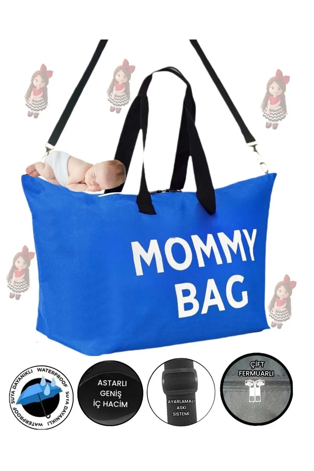 Mommy Bag Baskılı Omuz Askılı Bebek Bakım Çantası