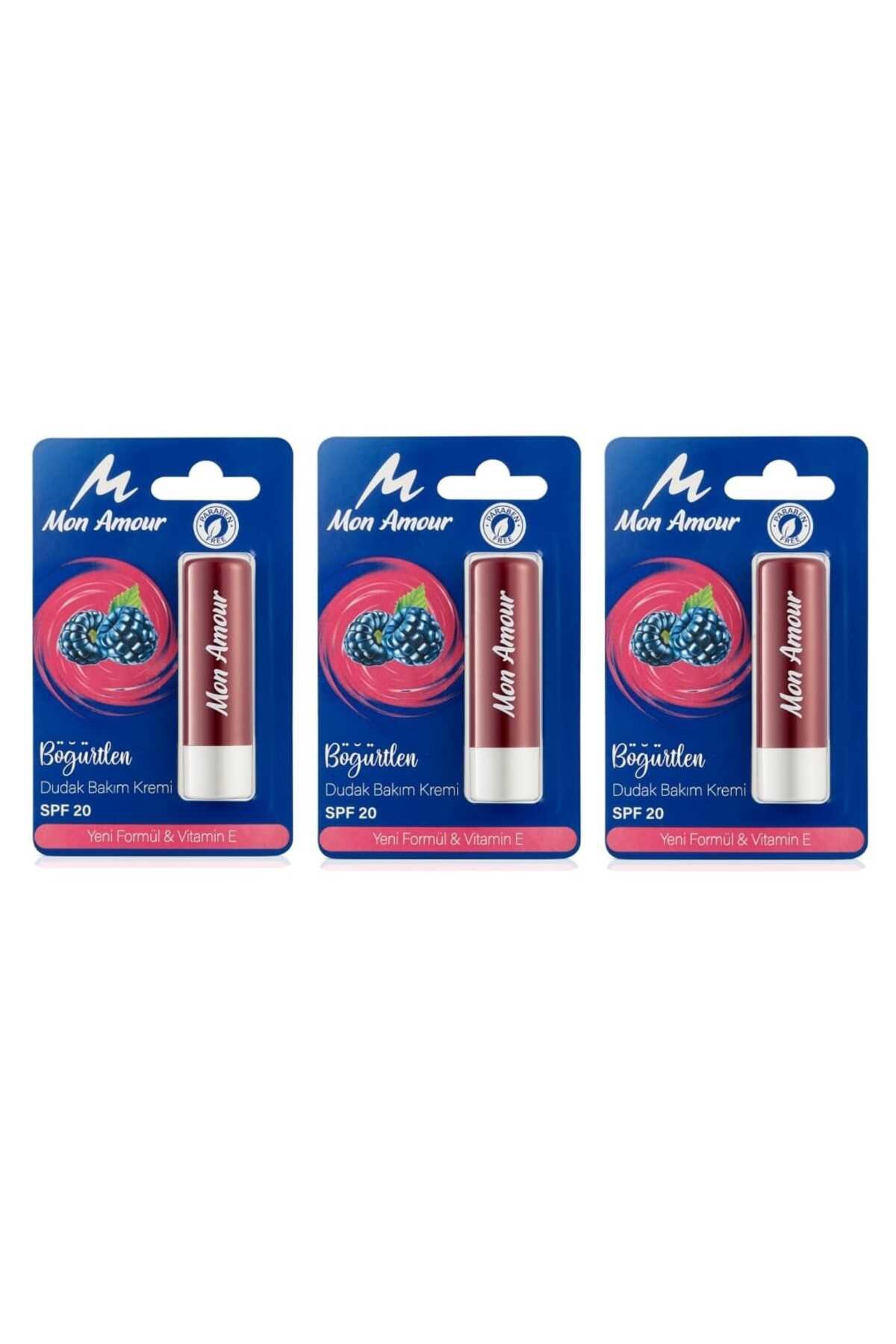Mon Amour Böğürtlen Dudak Bakım Kremi Spf20 3 Adet
