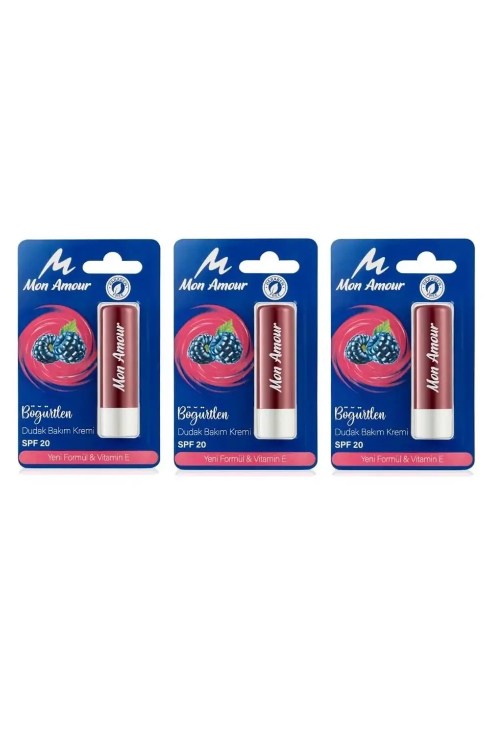 Mon Amour Böğürtlen Dudak Bakım Kremi Spf20 3 Adet