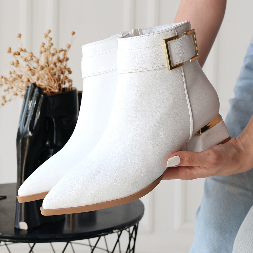 Mona Beyaz Cilt Topuklu Bot Mona Beyaz Cilt Topuklu Bot
