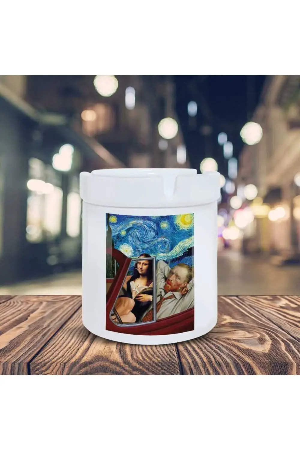 Mona Lisa Van Gogh Küllük İllüstrasyon Baskılı Kül Tablası K-54