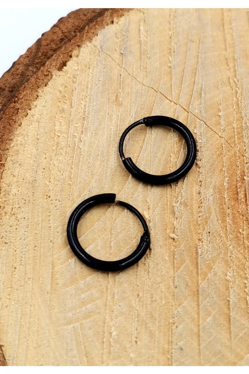 Monalisa Home 1,1 cm Siyah Renk Küçük Boy Halka Küpe