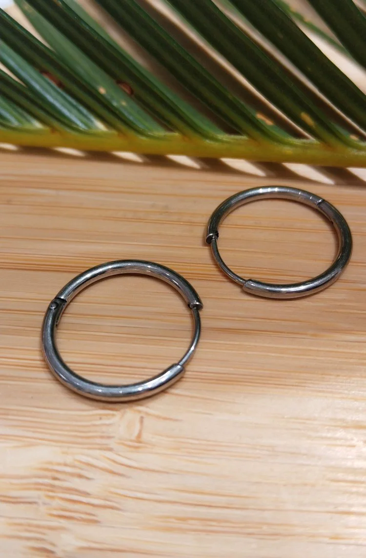 Monalisa Home 12mm Gümüş Renk  Halka Unisex Çelik Küpe