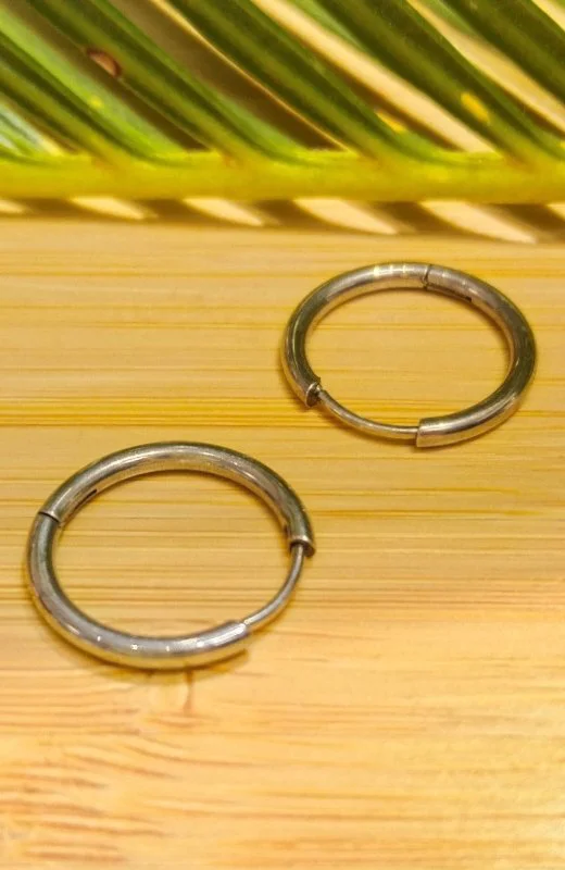 Monalisa Home 24mm Gümüş Renk  Halka Unisex Çelik Küpe