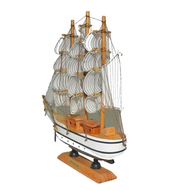 Monalisa Home 32 cm Uzunlukta Ahşap Yelkenli Maket Gemi