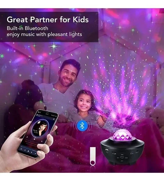 Monalisa Home  Bluetooth Hoparlörlü Galaksi Işık Projektörü Yatak