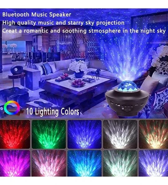 Monalisa Home  Bluetooth Hoparlörlü Galaksi Işık Projektörü Yatak