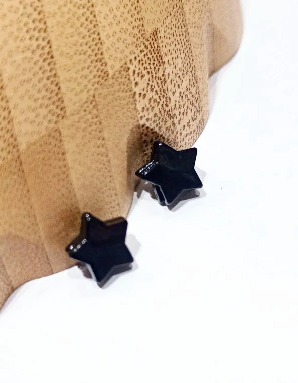 Monalisa Home Çelik Siyah Figürlü Unisex Küpe