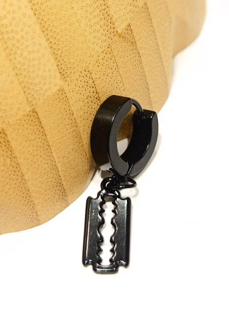 Monalisa Home Çelik Siyah Figürlü Unisex Küpe