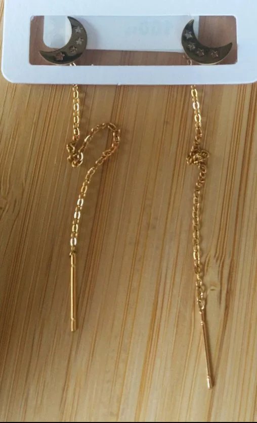 Monalisa Home Gold Renk Metalik Ay Figürlü Sallantılı Küpe