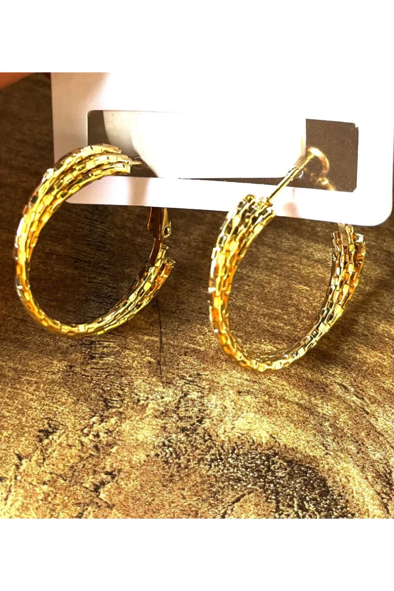 Monalisa Home Gold Renk Lüks Gösterişli Figürlü Halka Küpe