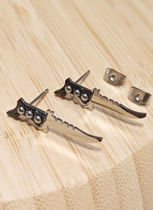 Monalisa Home Gümüş Renk  Bıçak Figürlü  Unisex Çelik Küpe