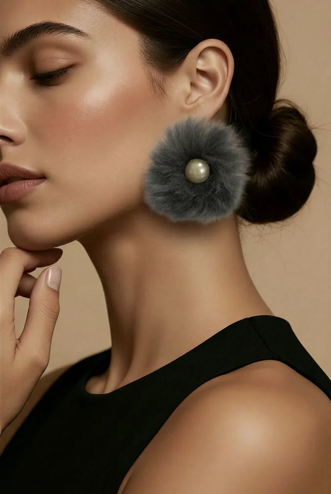 Monalisa Home İncili Peluş Figürlü Küpe