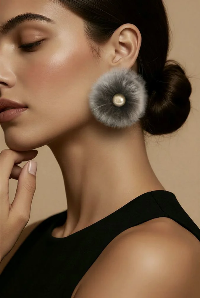 Monalisa Home İncili Peluş Figürlü Küpe