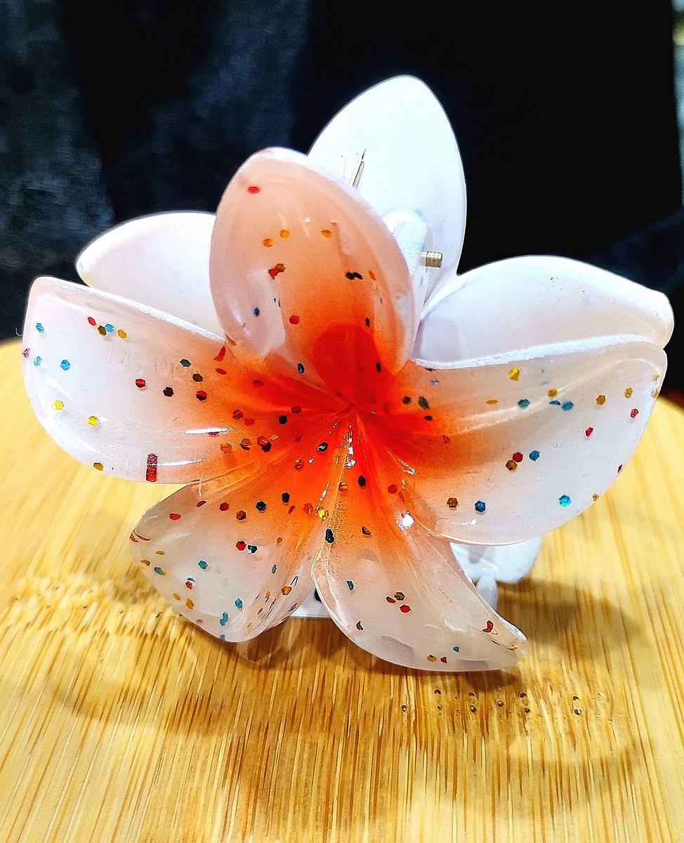 Monalisa Home Lüks Figürlü Parıltılı Küçük Turuncu Lotus Toka