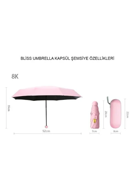 Monalisa Home  Pembe Renk Katlanır Çanta İçi Lüks Şemsiye