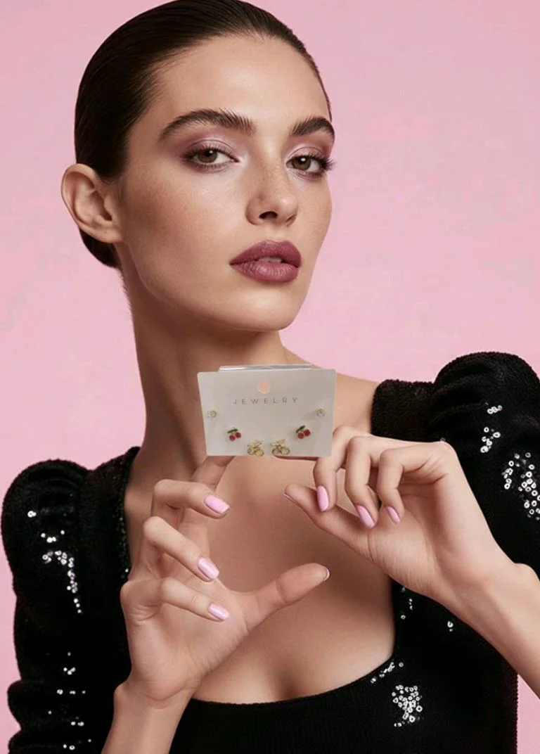 Monalisa Home Üç Çift Çelik Çoklu Küpe Seti