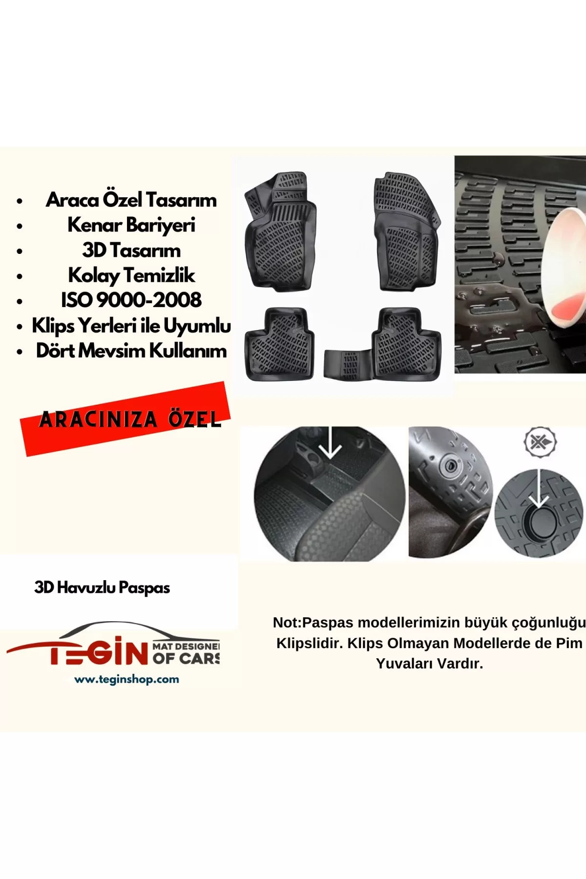 Mondeo 2017 3D Havuzlu Paspas Bej