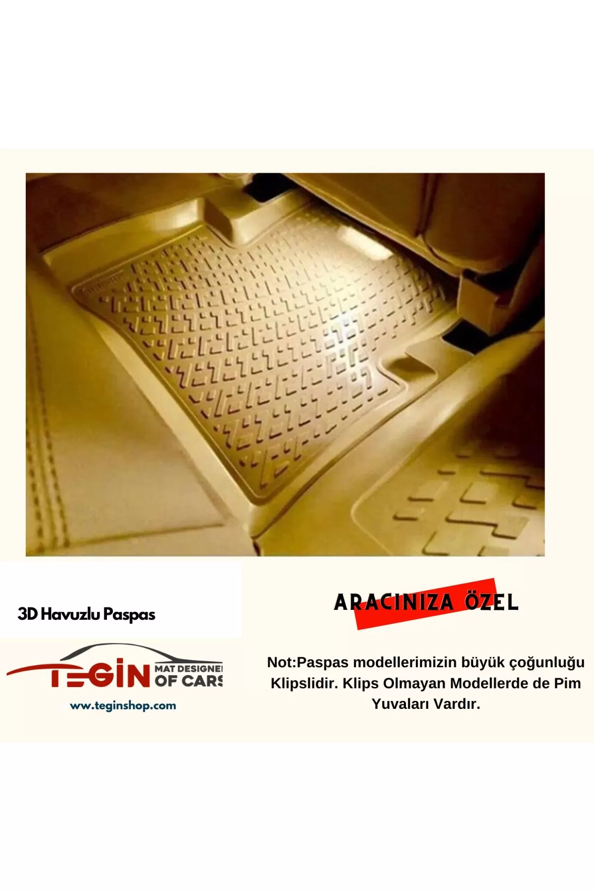 Mondeo 2017 3D Havuzlu Paspas Bej