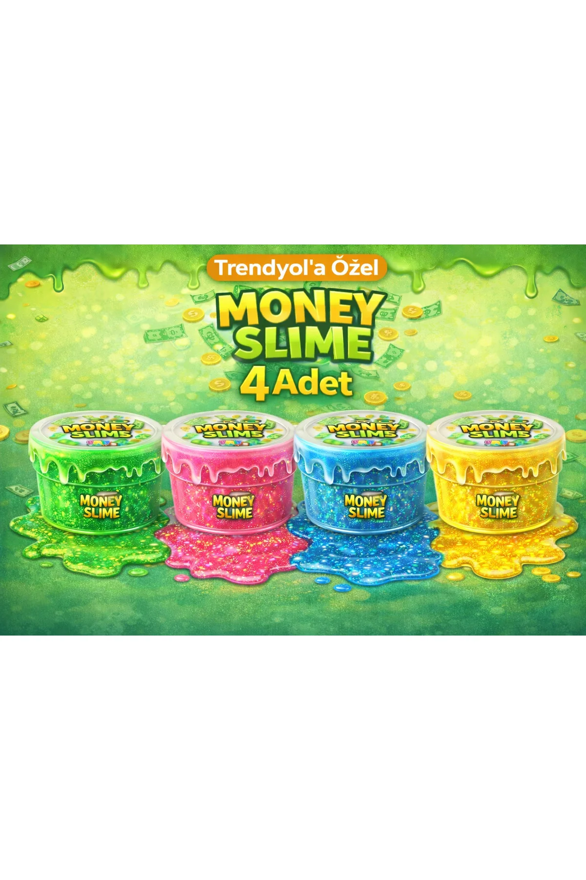 MONEY SLİME 4 renk Hazır Slime - Hazır Slaym - 4x80 gr