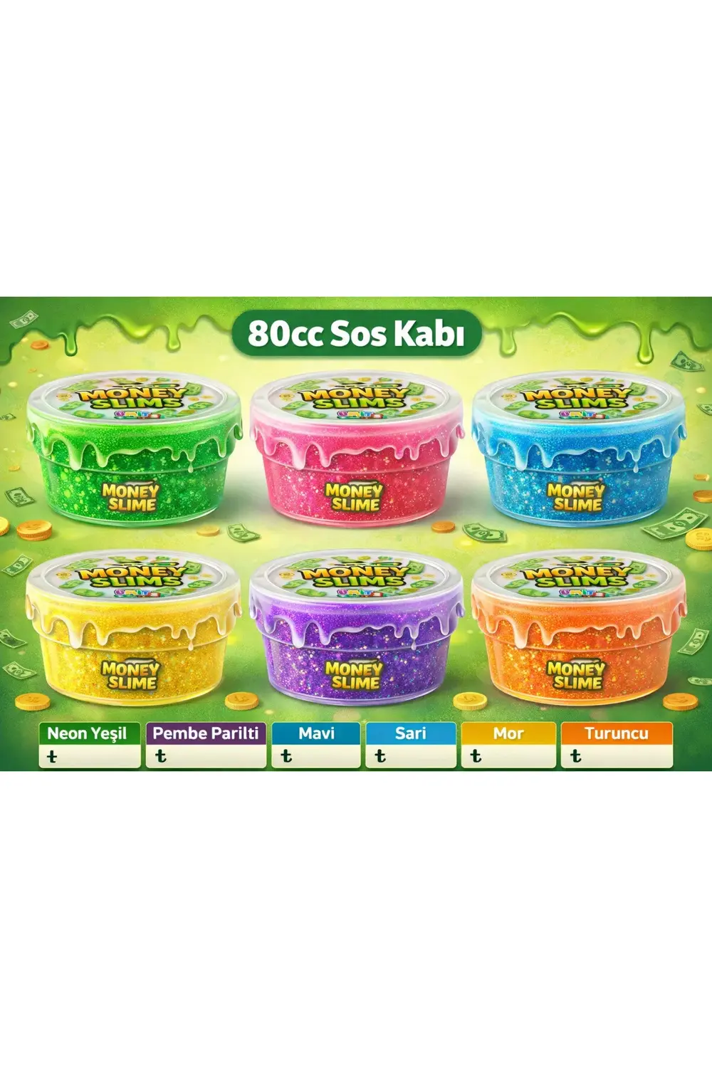 MONEY SLİME 4 renk Hazır Slime - Hazır Slaym - 4x80 gr