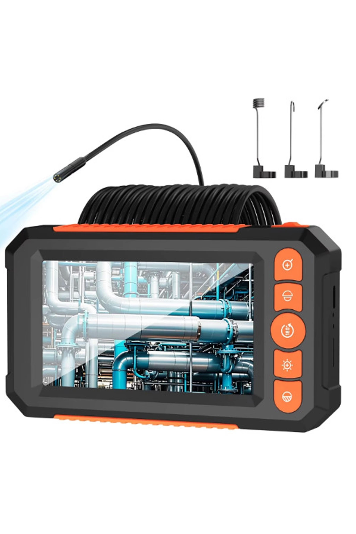 Monitörlü Çift Kameralı 10 Mt Sert Kablo Yılan Endoskop Kamera 8