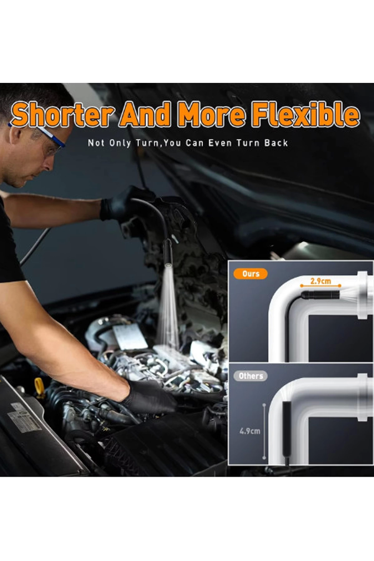 Monitörlü Çift Kameralı 10 Mt Sert Kablo Yılan Endoskop Kamera 8