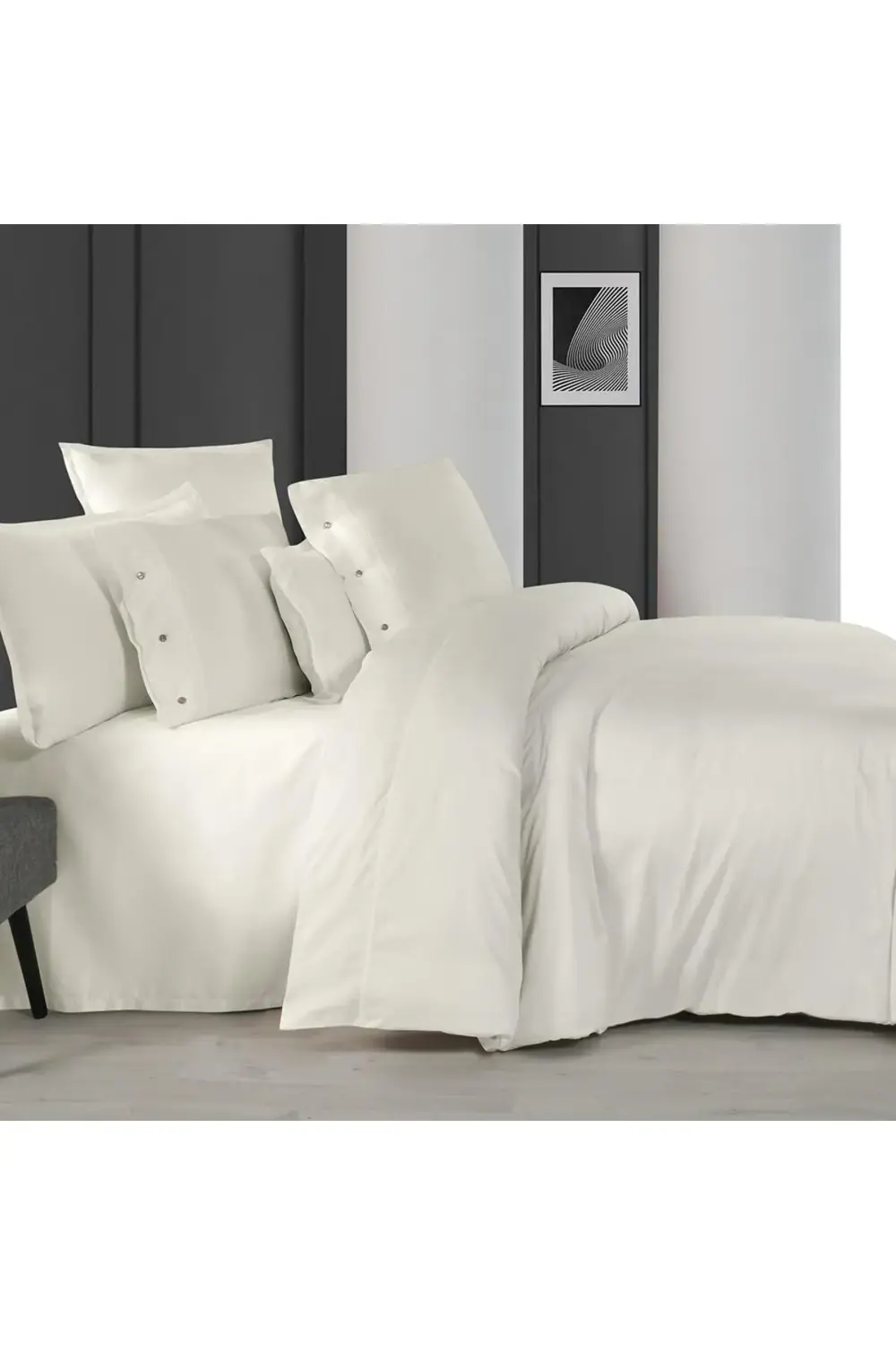 Monochrome %100 Pamuk Saten Düz Çarşaf Çift Kişilik Off White