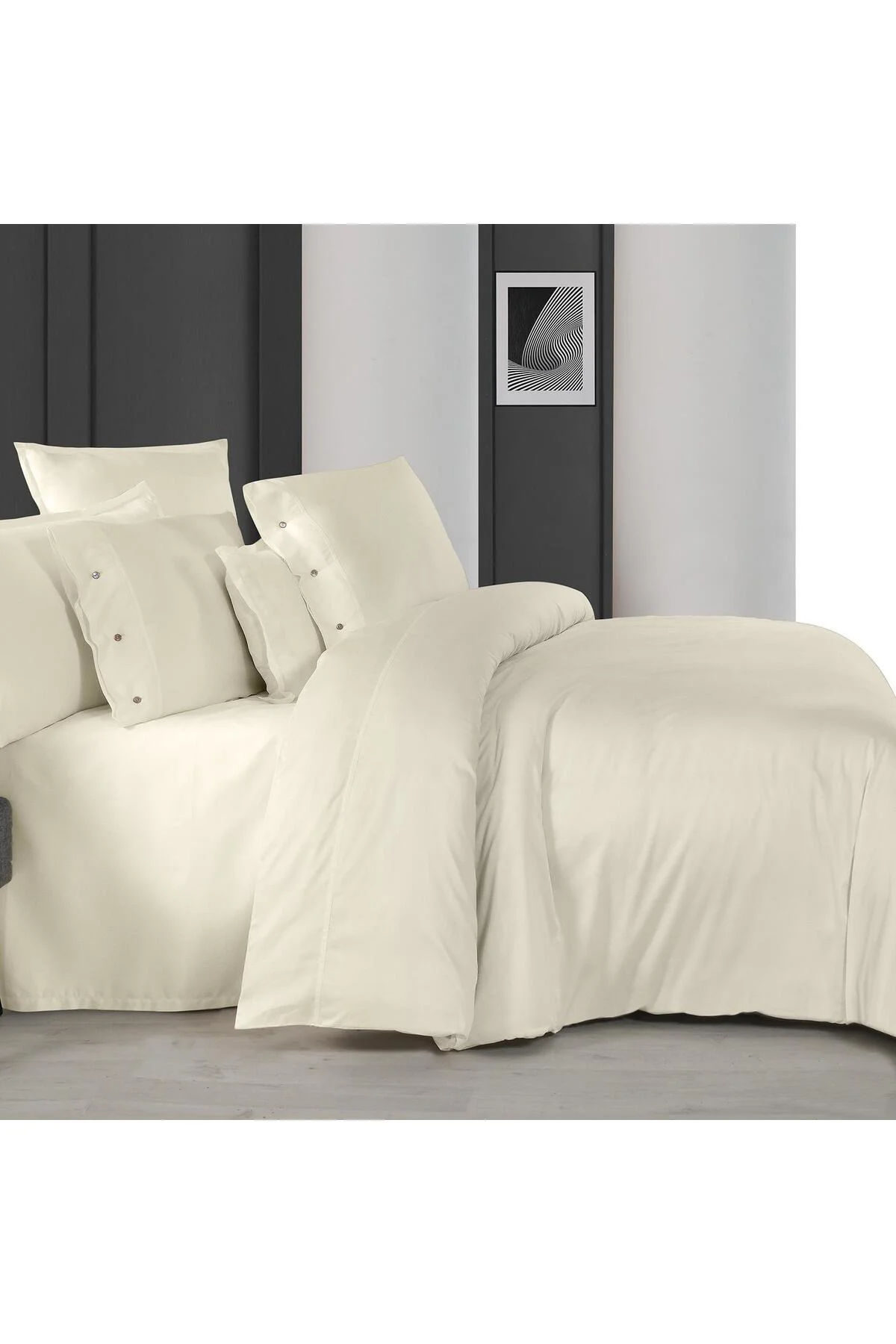 Monochrome Ecru %100 Pamuk Saten ''300 TC" Nevresim Takımı  ÇK V2