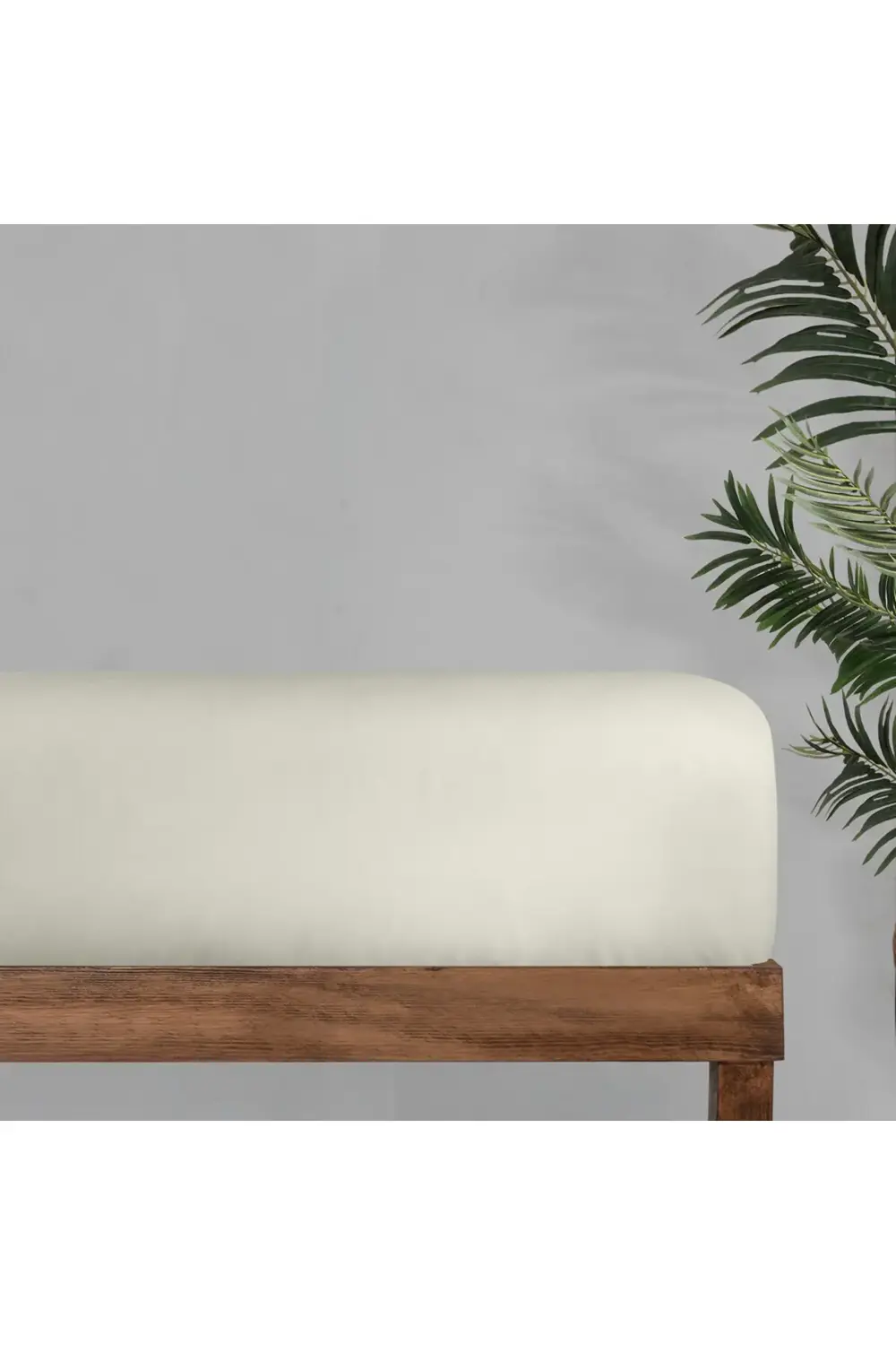 Monochrome Saten Çift Kişilik Ekru Tekli Çarşaf