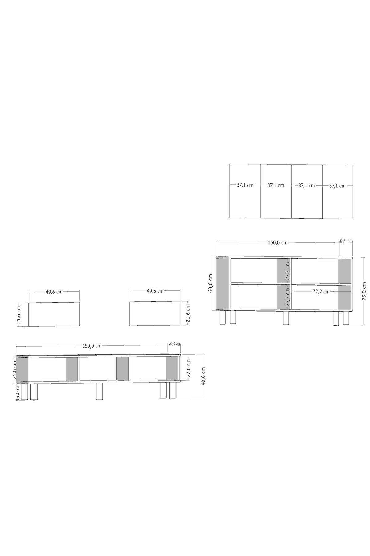 Cantek Dizayn Monoct Bohem Konsol (Kb150) Ve Bohem Tv Sehpasi 2'Li Salon Takimi