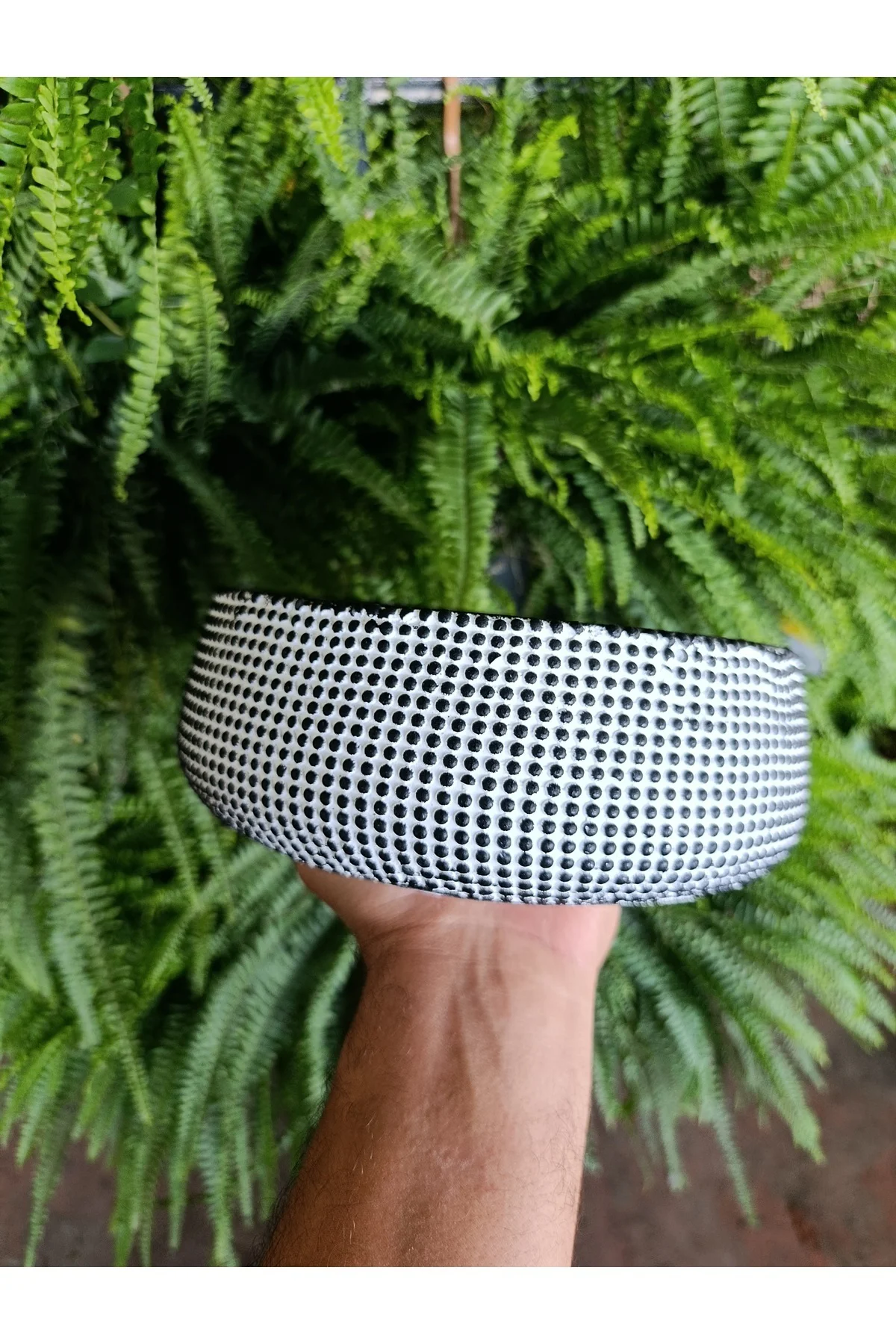 Monokrom Noktalı Modern Geniş Saksı 21*10 cm - Görsel 6
