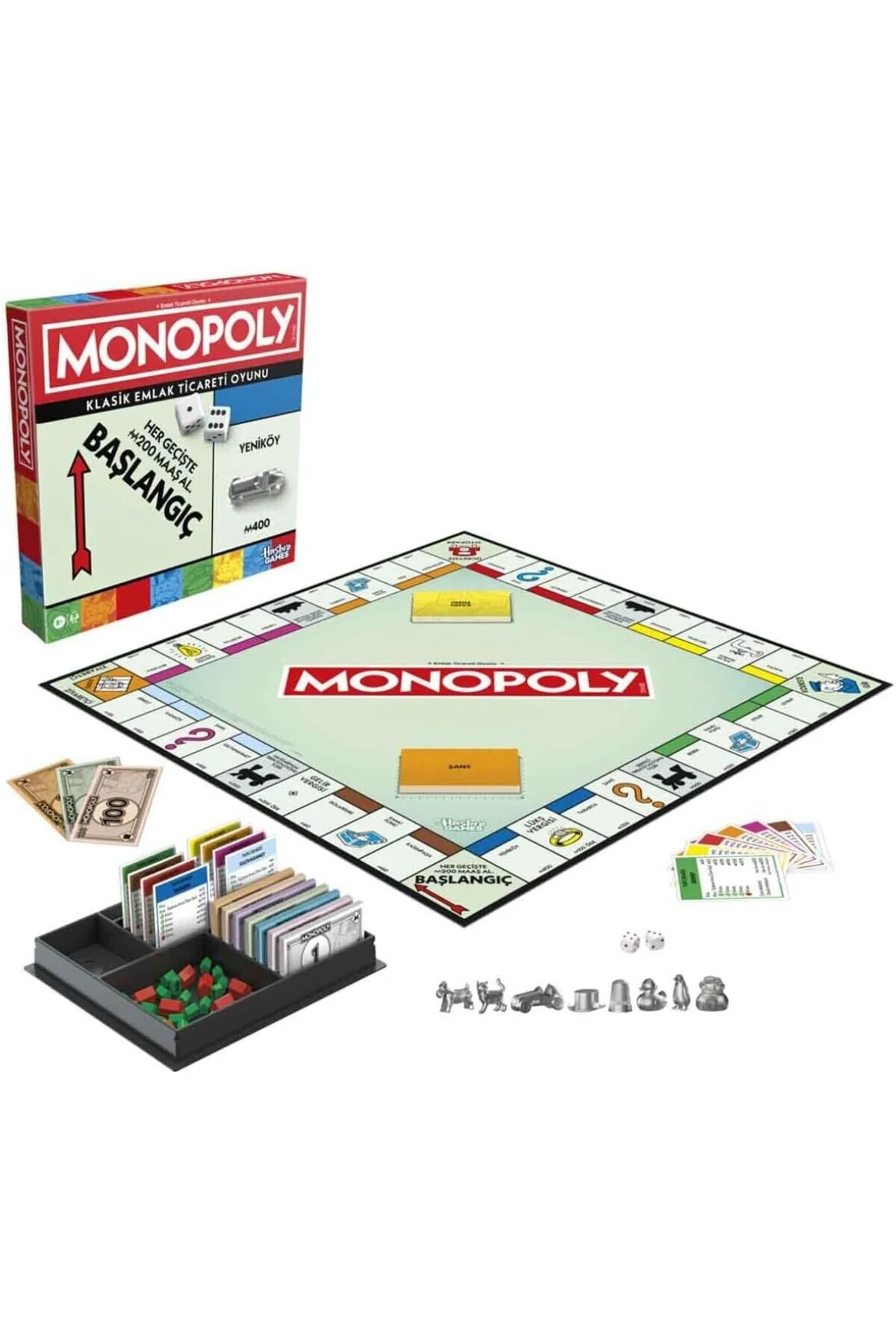 Monopoly Saklama Tepsili ve Daha Büyük Piyonlu Kutu Oyunu