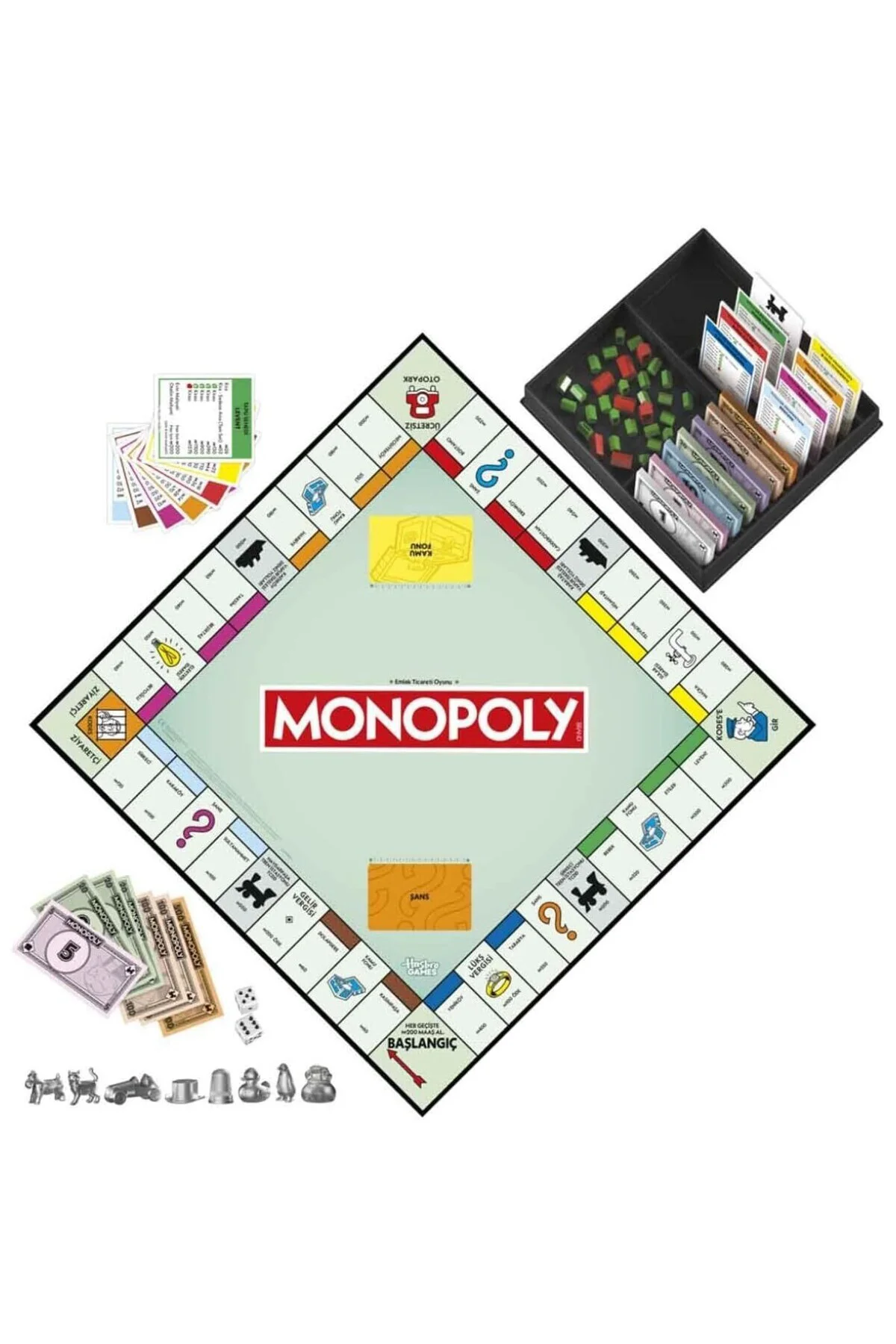 Monopoly Saklama Tepsili ve Daha Büyük Piyonlu Kutu Oyunu