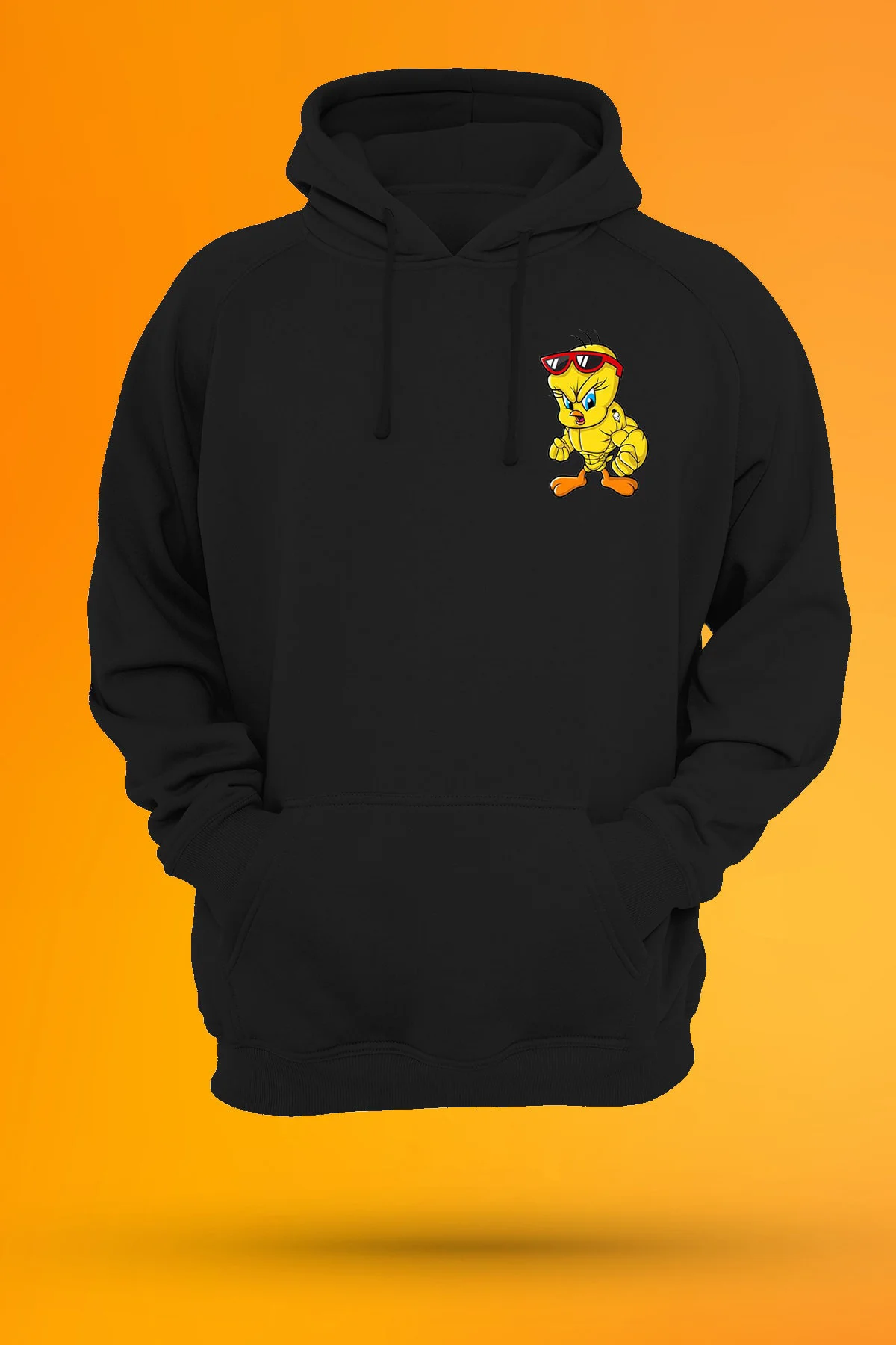 Monster Tweety Baskılı Fermuarsız Kapüşonlu Sweatshirt