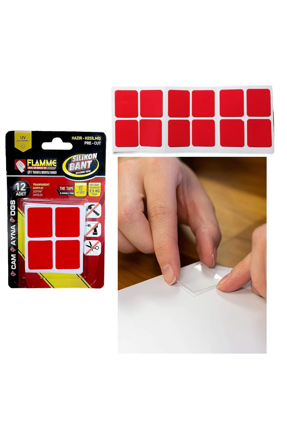 Montaj Bandı 2.5 KG - Çift Taraflı Hazır Kesilmiş Silikon Bant 12