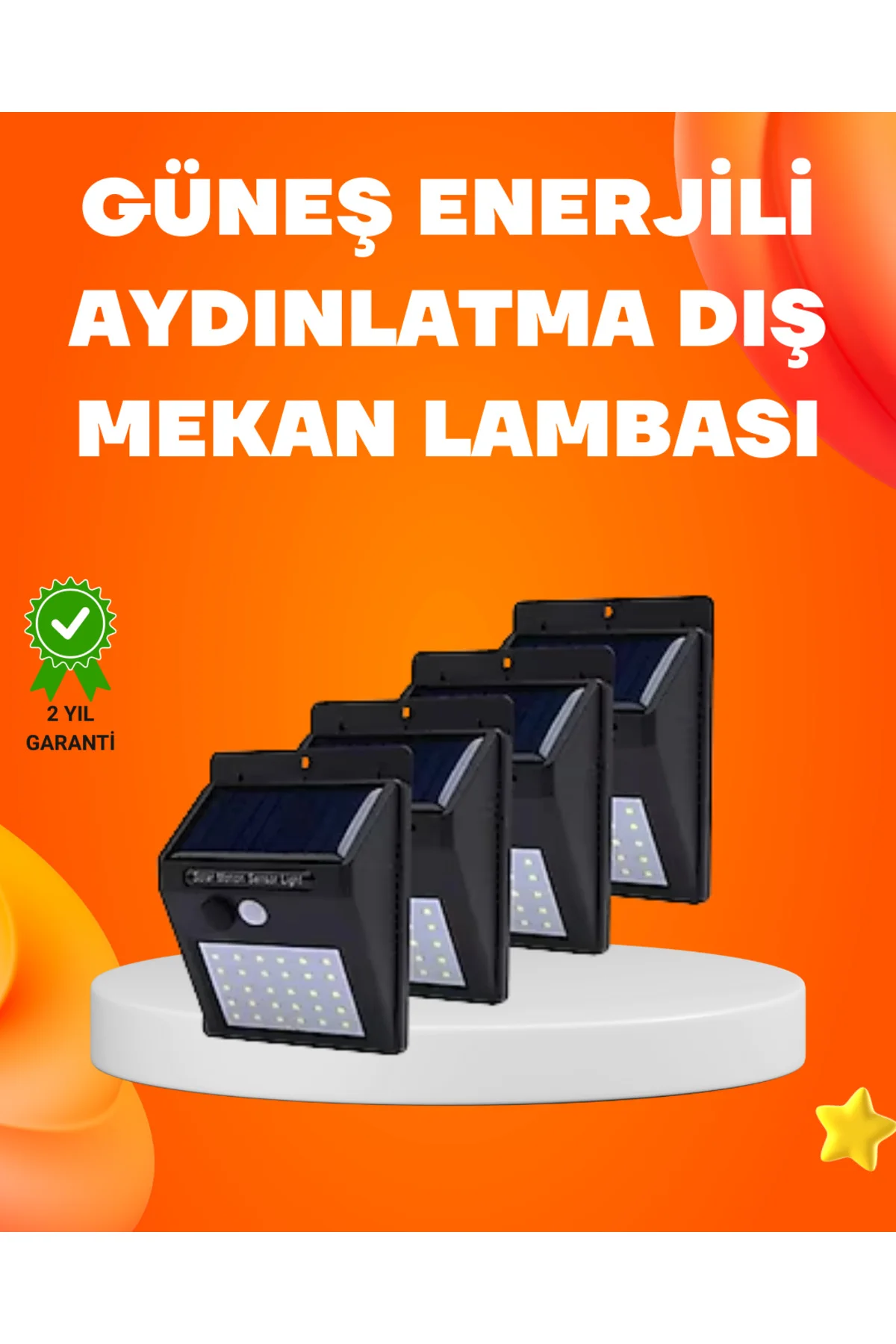 Montajlı Güneş Enerjili Duvar Tipi Aydınlatma – 8 Saat Çalışma Süresi