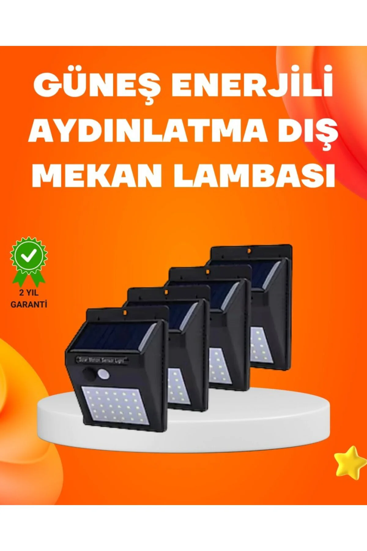 Montajlı Güneş Enerjili Duvar Tipi Aydınlatma – 8 Saat Çalışma Sü