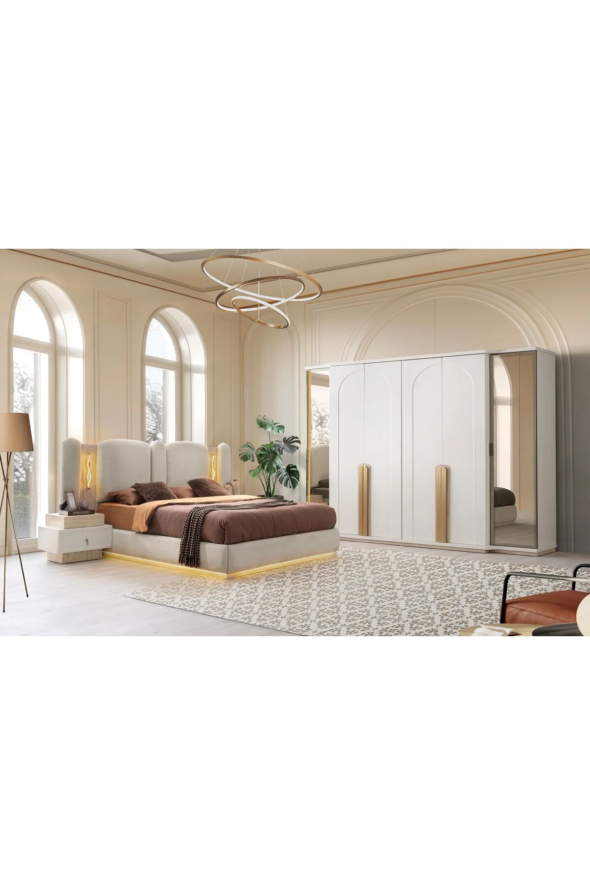 MONTANA MDF BAZALI LEDLİ YATAK ODASI TAKIMI MONTANA MDF BAZALI LEDLİ YATAK ODASI TAKIMI