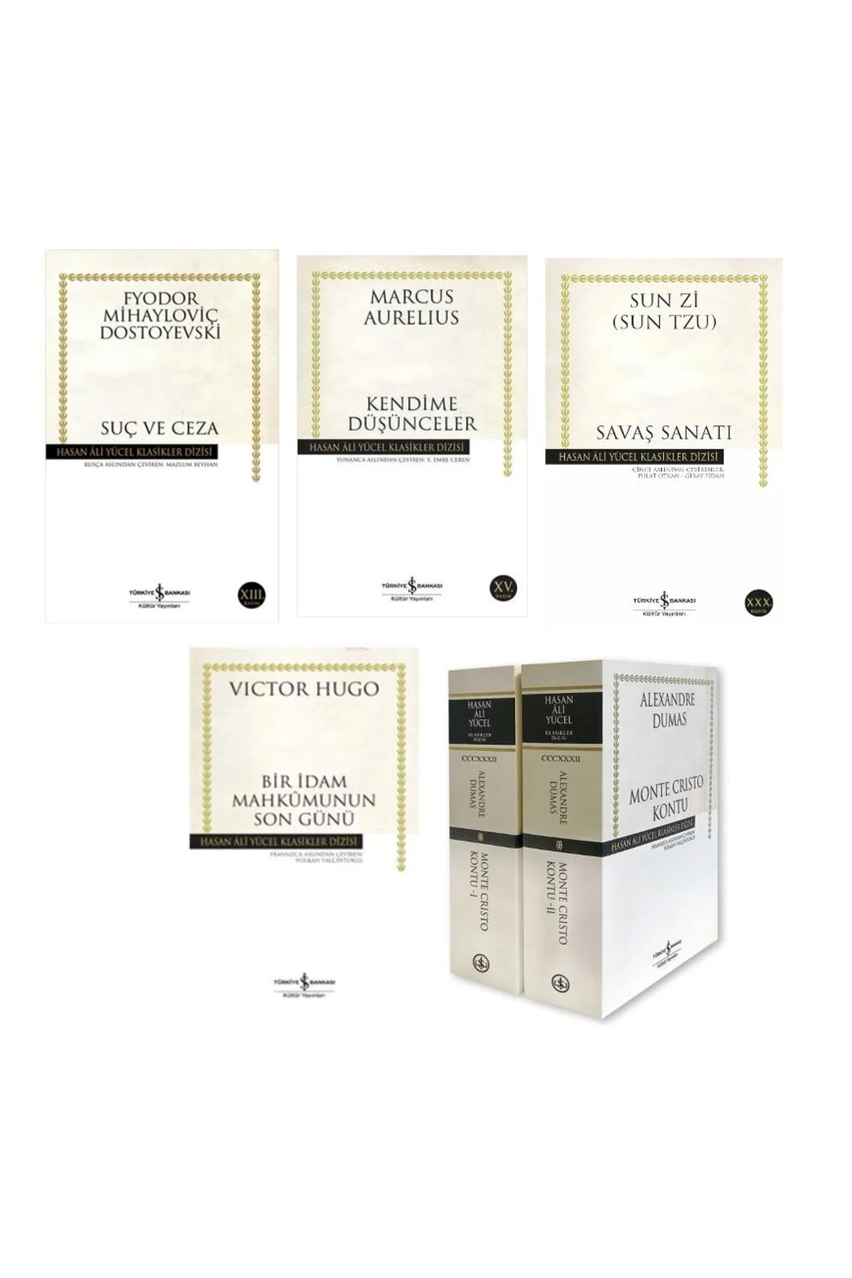 monte cristo kontu-2 set+suc ve ceza + kendime dusunceler+savas sanati+bir idam mahkumunun son gunu