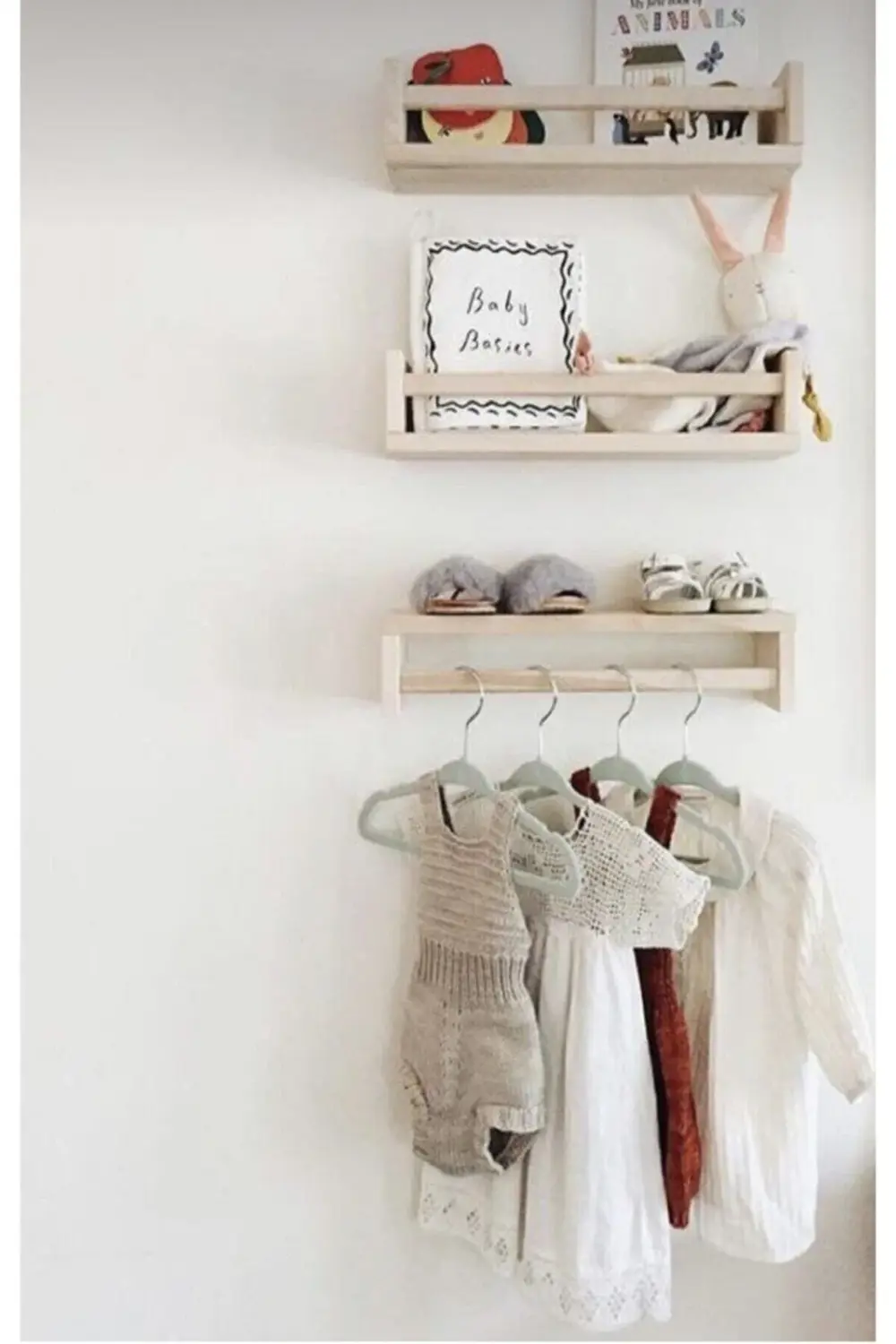 Montesorri Ahşap Bebek Odası Duvar Rafı 3 Adet Kitaplık Raf