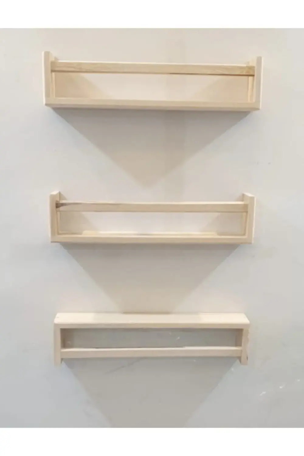 Montesorri Ahşap Bebek Odası Duvar Rafı 3 Adet Kitaplık Raf