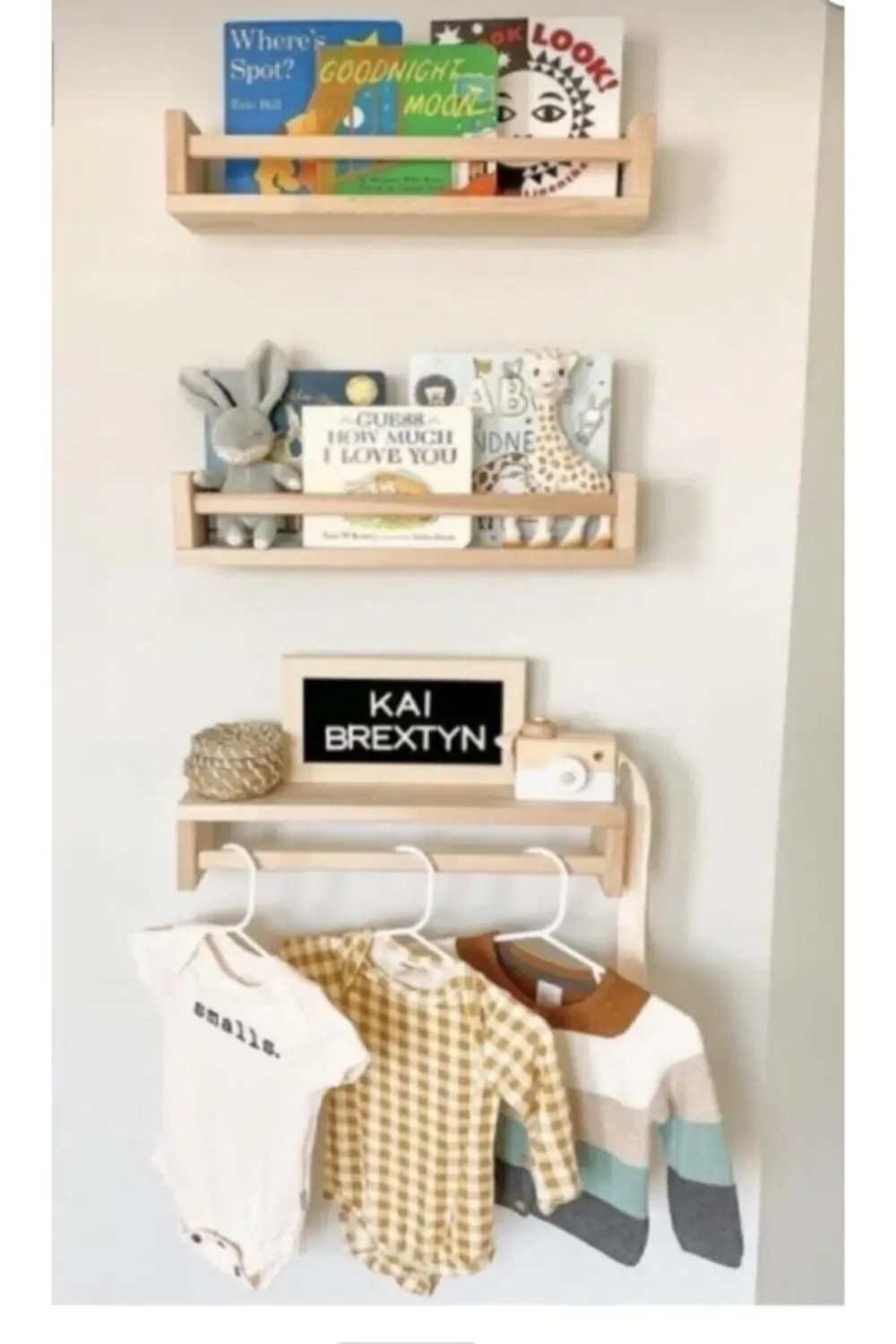 Montesorri Ahşap Bebek Odası Duvar Rafı 3 Adet Kitaplık Raf