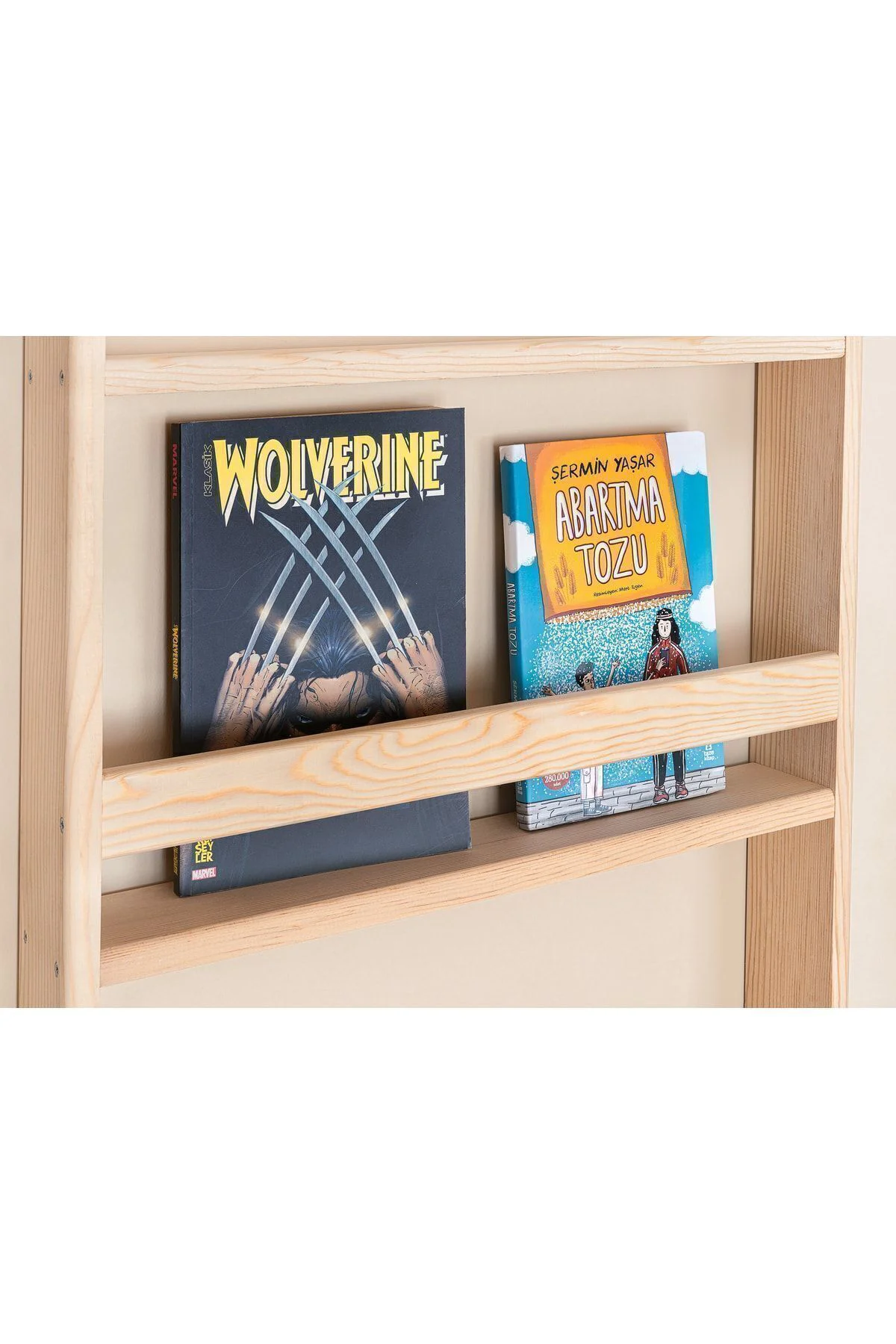 Montessori Bebek Ve Çocuk Odası Eğitici Kitaplık Doğal Ahşap 4 Ra
