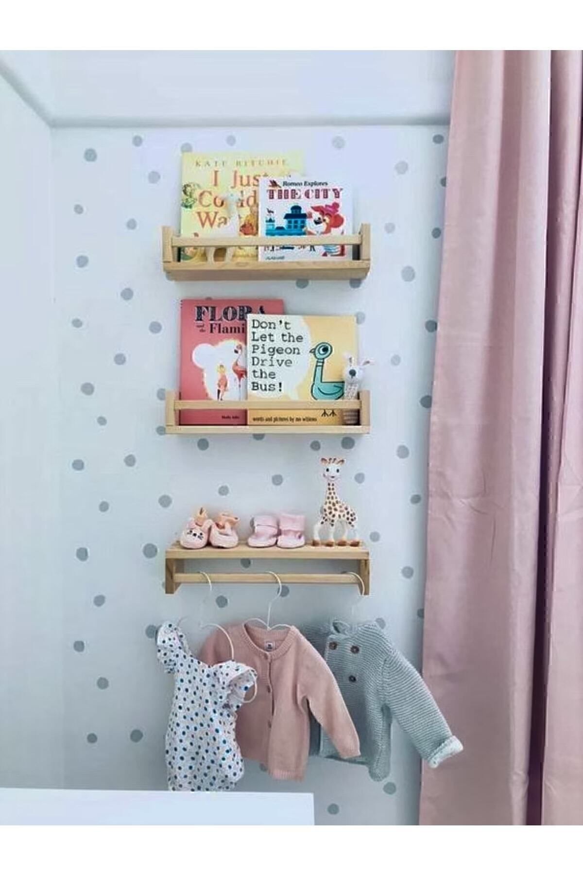 Svm Design Montessori Kitaplik Çocuk Bebek Odasi Rafi Ahşap Kitaplik Askilik