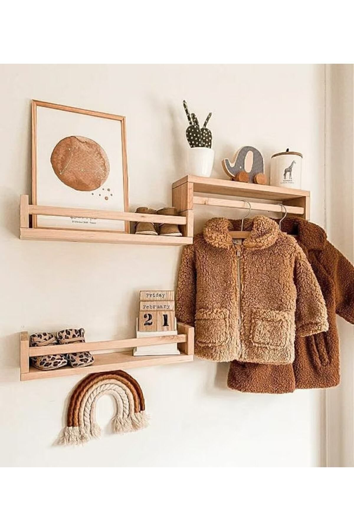 Svm Design Montessori Kitaplik Çocuk Bebek Odasi Rafi Ahşap Kitaplik Askilik