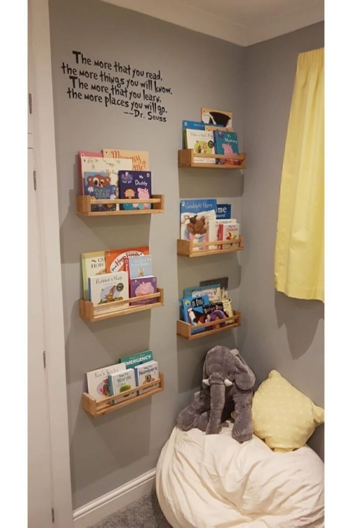 Montessori Kitaplık Çocuk Bebek Odası Duvar Rafı Ahşap Kitaplık R
