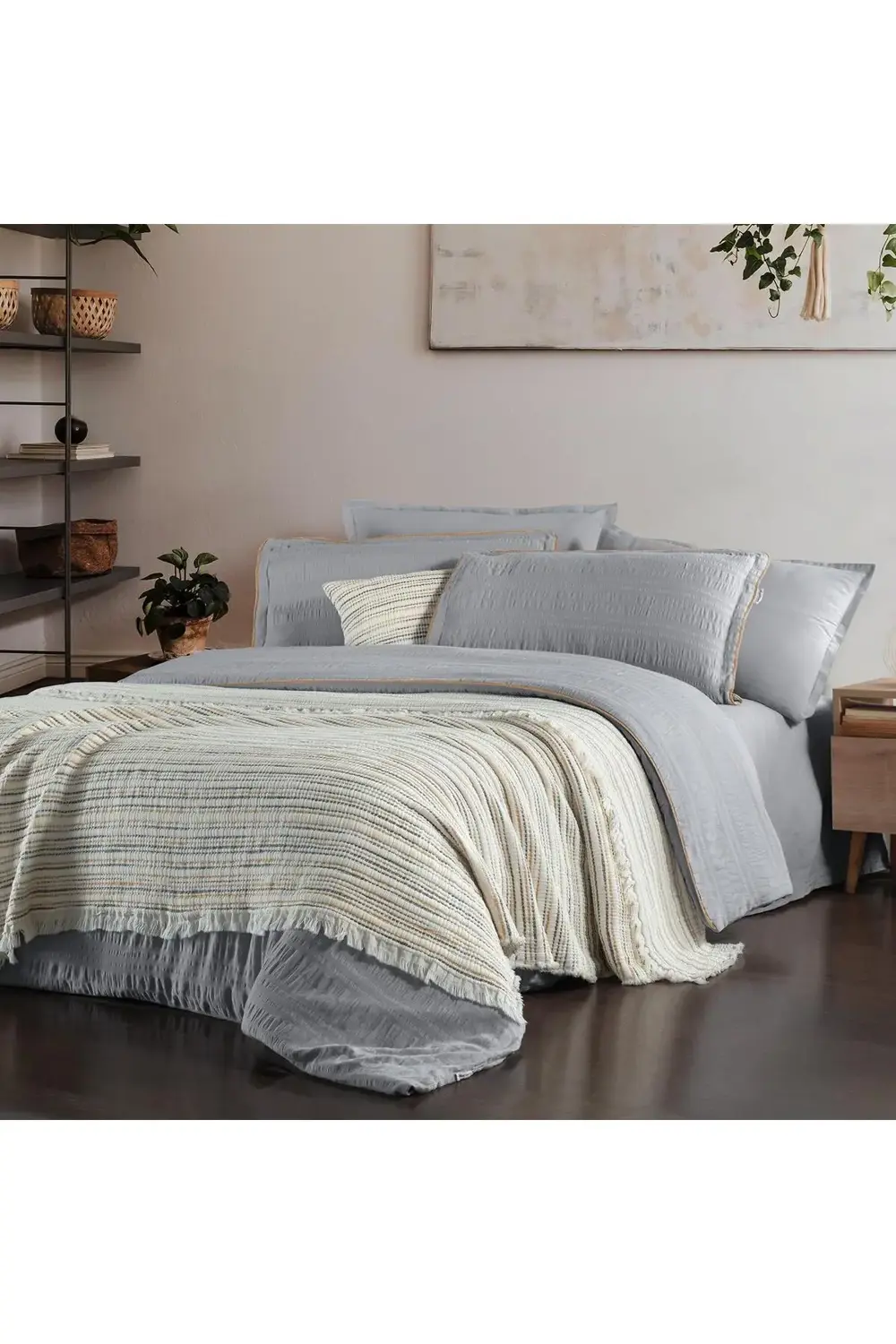 Sarev Mood Comfort Mare Çift Kişilik Yatak Örtüsü +Nevresim Takımı Gri